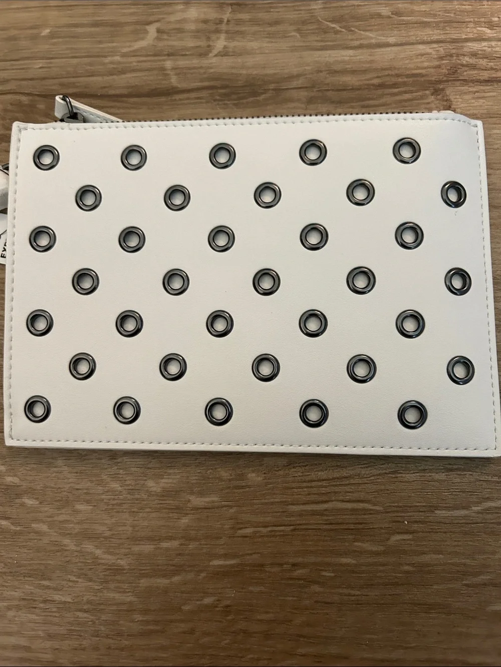 Express White Wristlet Clutch with Grommet Detail